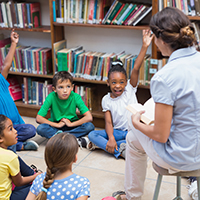 teacher with students